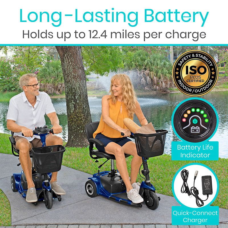 3 Wheel Mobility Scooter - Electric Long Range Powered Wheelchair
